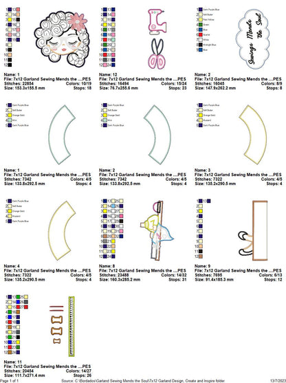 Sewing Mends the Soul Wreath - ITH Project - Machine Embroidery Design