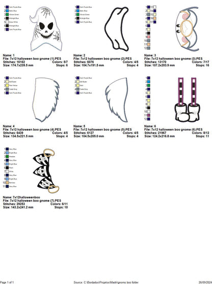 Gnome Boo Halloween  - ITH Project - Machine Embroidery Design