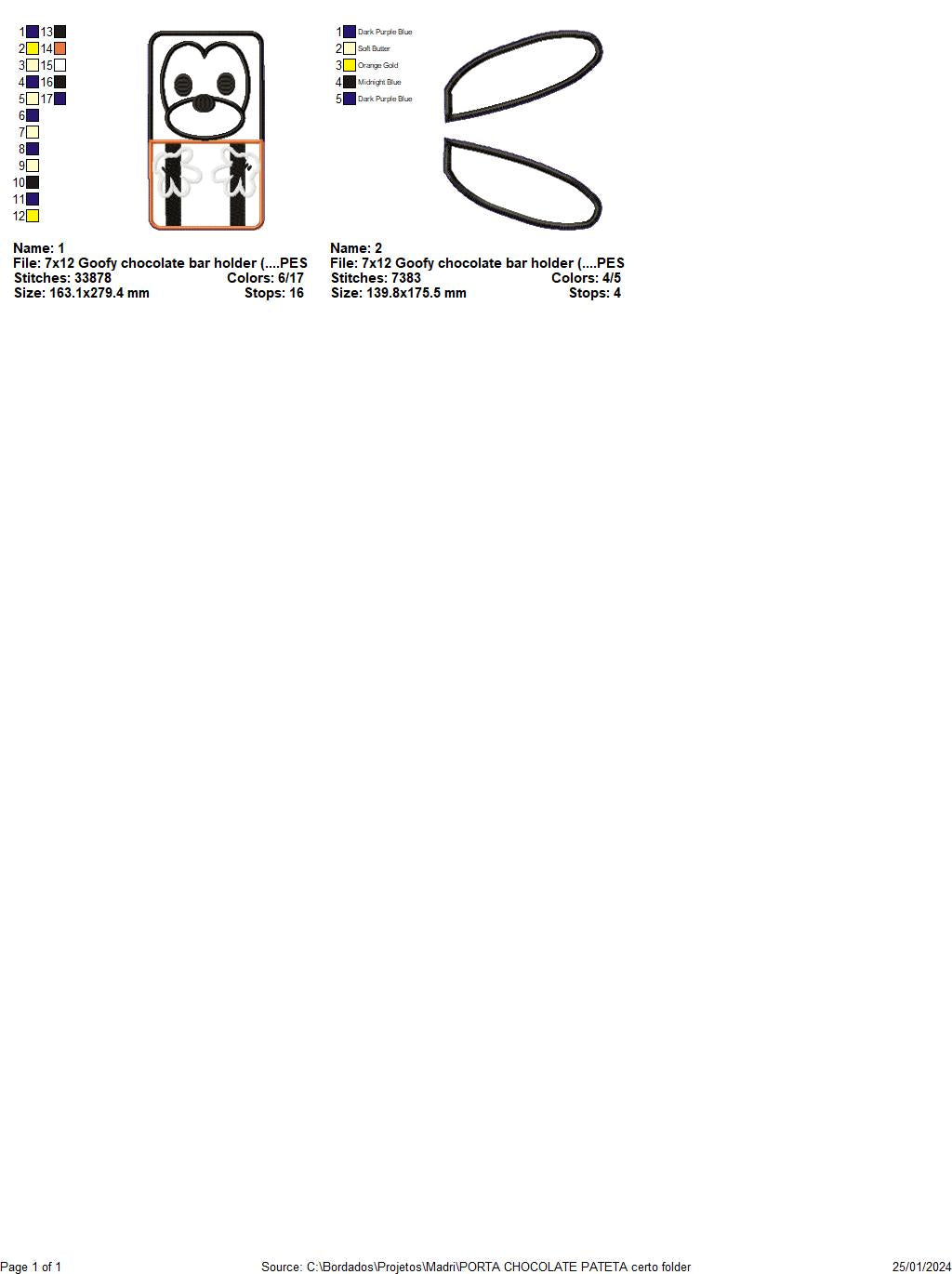 Goofy Chocolate Bar Holder - ITH Project - Machine Embroidery Design