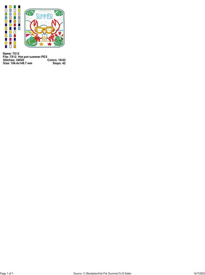 Stylish Crab Mug Rug - ITH Project - Machine Embroidery Design