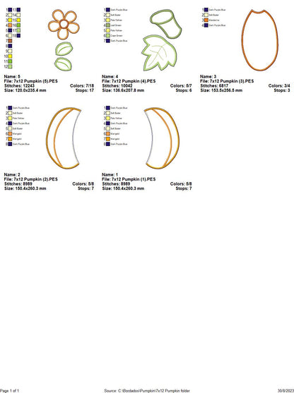Pumpkin  Ornament - ITH Project - Machine Embroidery Design