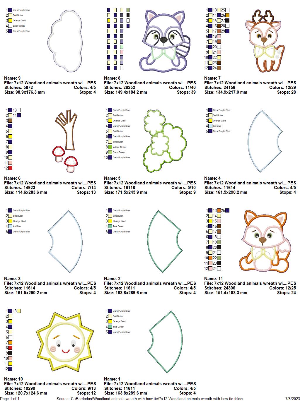 Woodland Animals Boy Wreath - ITH Project - Machine Embroidery Design