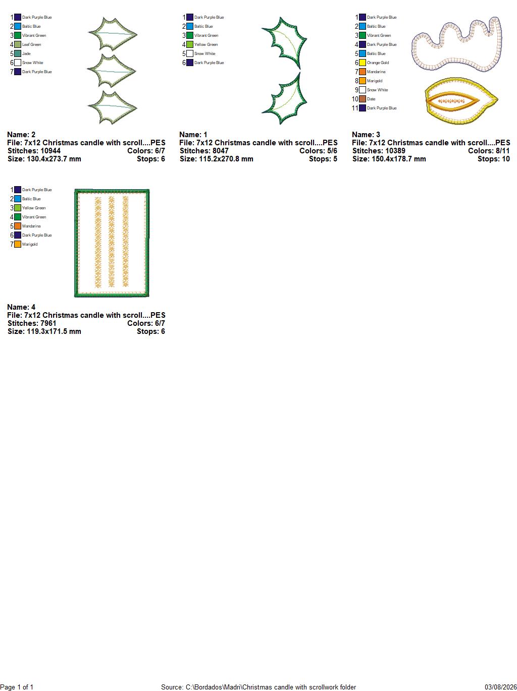 Christmas Candle with Scrollwork – ITH Project – Machine Embroidery Design