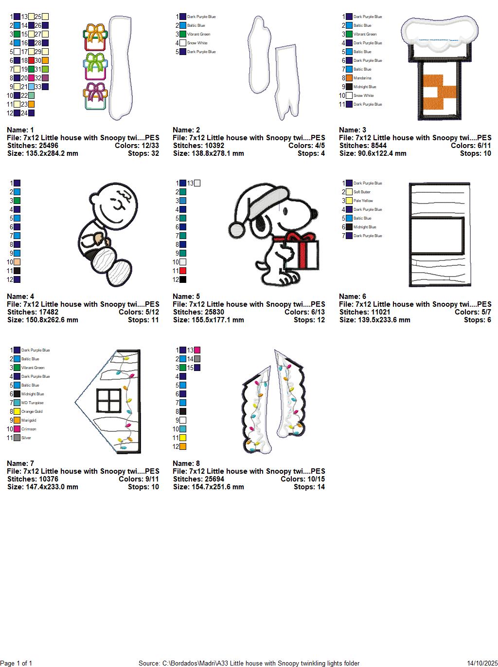 Charlie and Snoopy Christmas Scene – ITH Project – Machine Embroidery Design