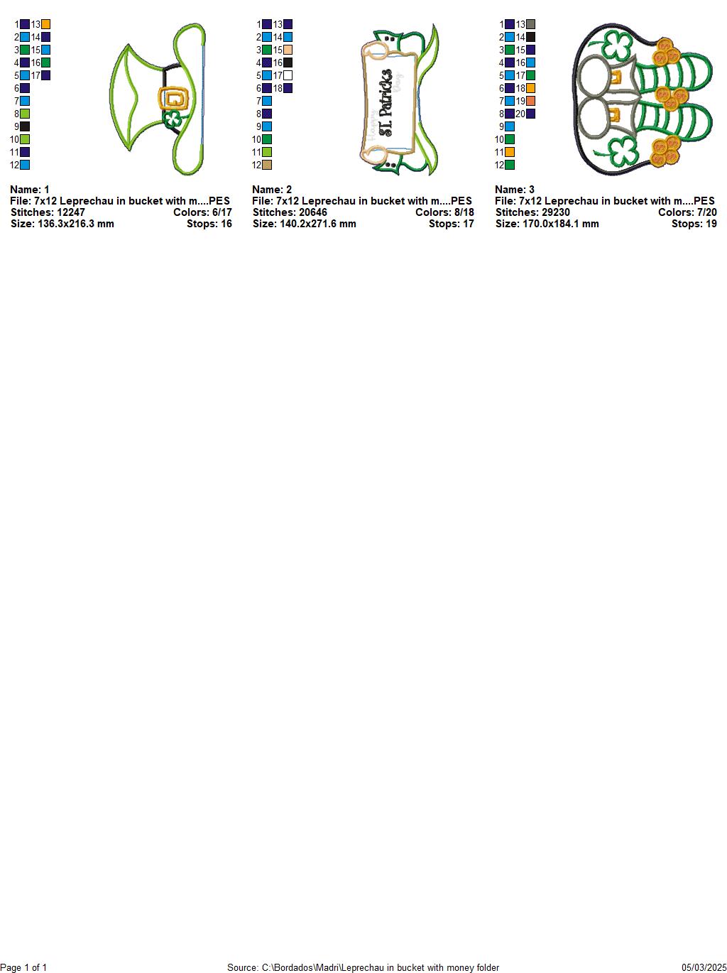 Leprechau in a Bucket of Gold - ITH Project - Machine Embroidery Design