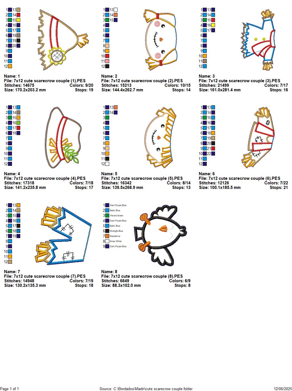 Scarecrow Boy and Girl - Set of 2 Designs - ITH Project - Machine Embroidery Design