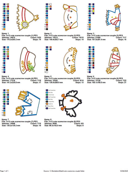 Scarecrow Boy and Girl - Set of 2 Designs - ITH Project - Machine Embroidery Design