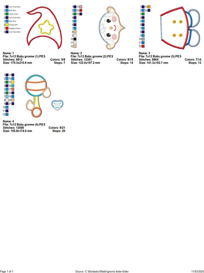 Baby Gnome Ornament - ITH Project - Machine Embroidery Design