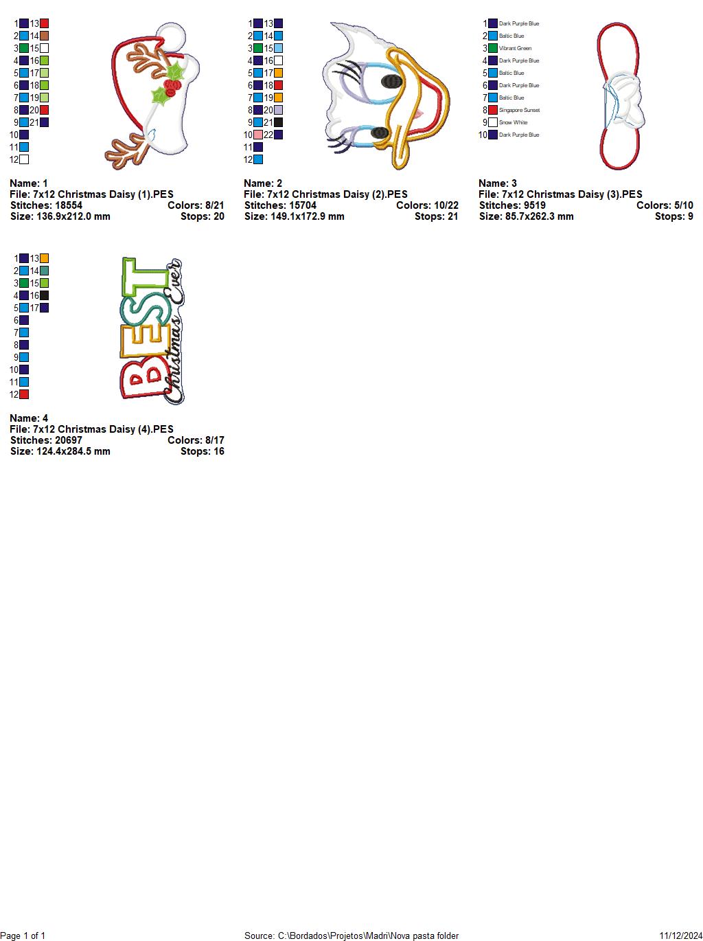 Daisy Best Christmas Ever - ITH Project - Machine Embroidery Design