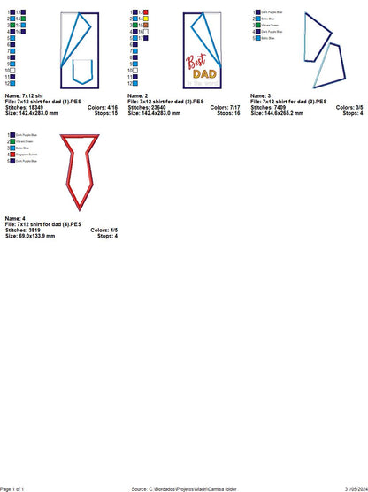 Happy Father's Shirt for dad Ornament - ITH Project - Machine Embroidery Design