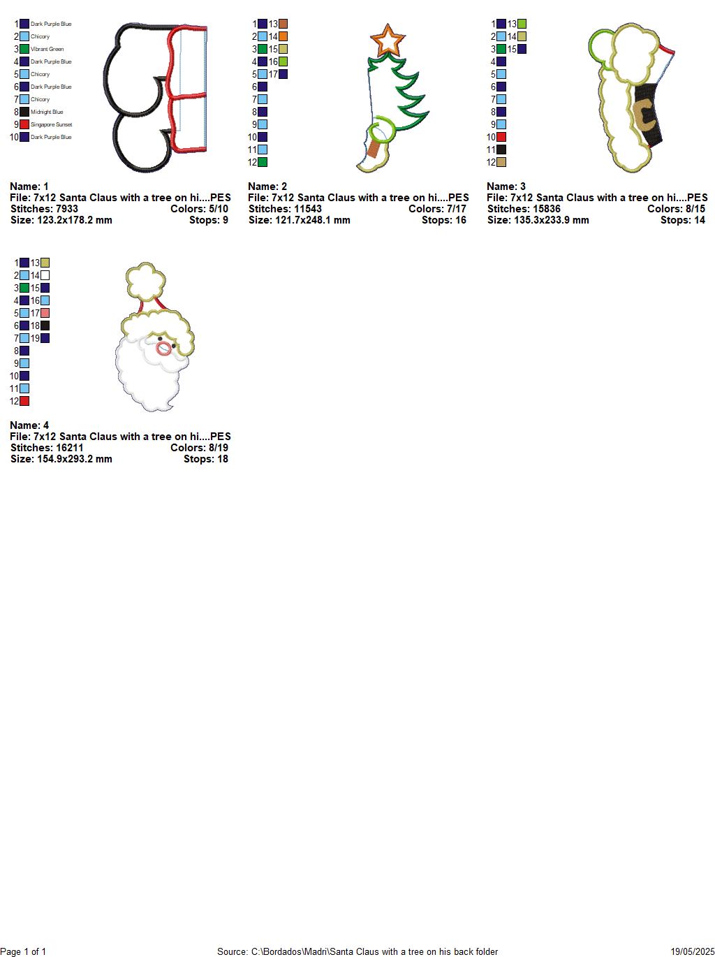 Santa Claus Holding a Tree - ITH Project - Machine Embroidery Design