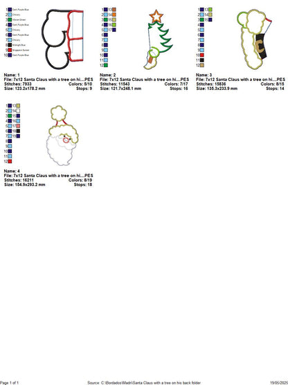 Santa Claus Holding a Tree - ITH Project - Machine Embroidery Design