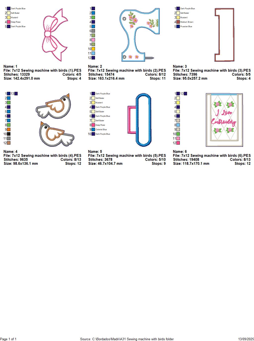 Sewing Machine with Birds – ITH Project – Machine Embroidery Design