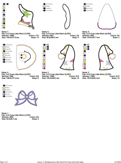 Cute Little Witch - ITH Project - Machine Embroidery Design