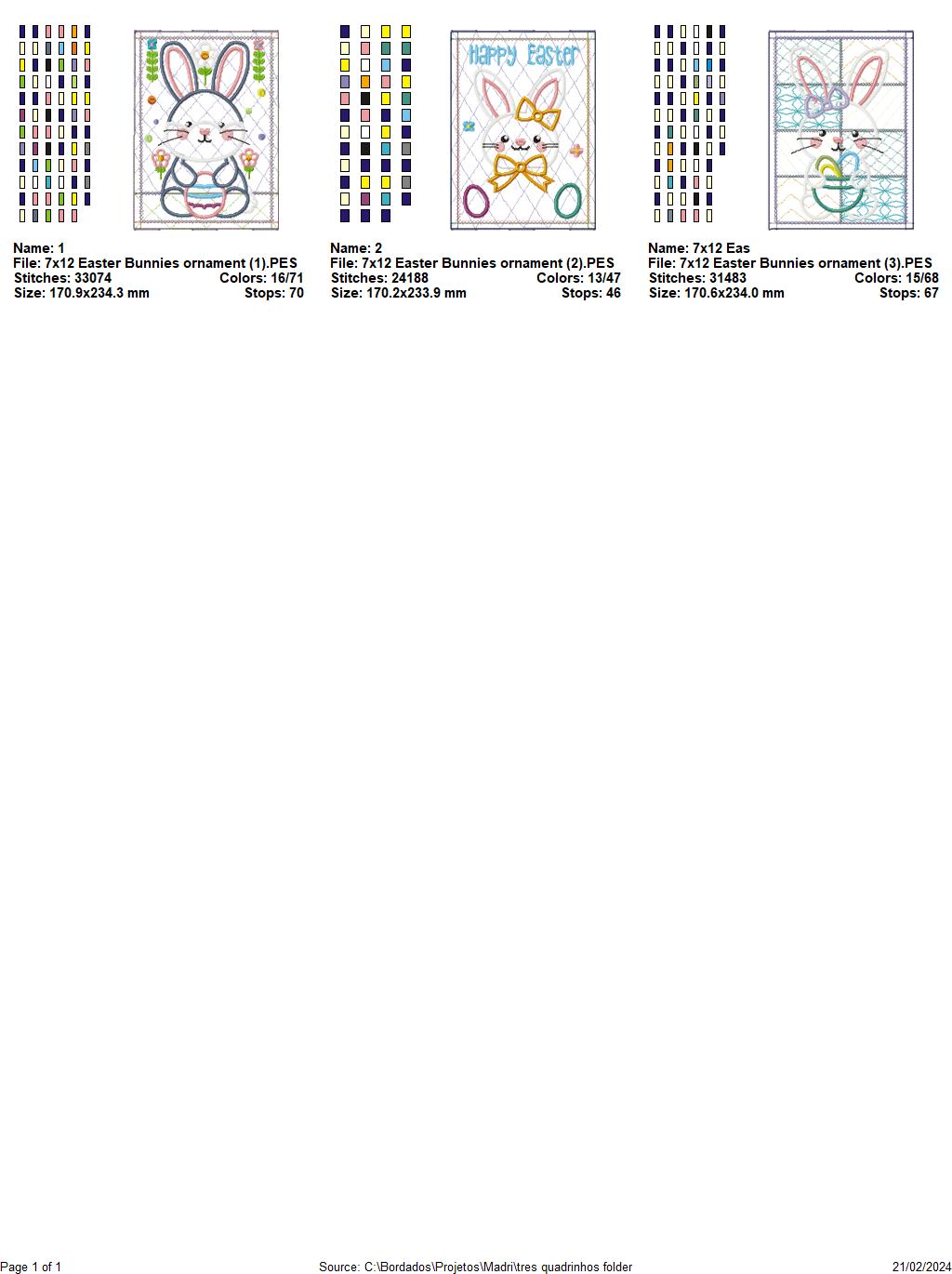 Easter Bunnies Ornament - ITH Project - Machine Embroidery Design