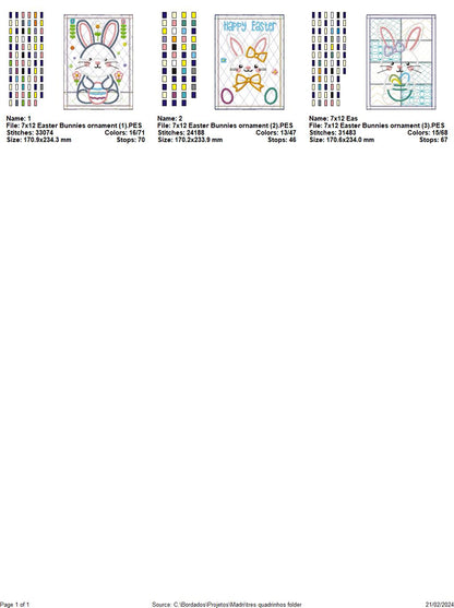 Easter Bunnies Ornament - ITH Project - Machine Embroidery Design