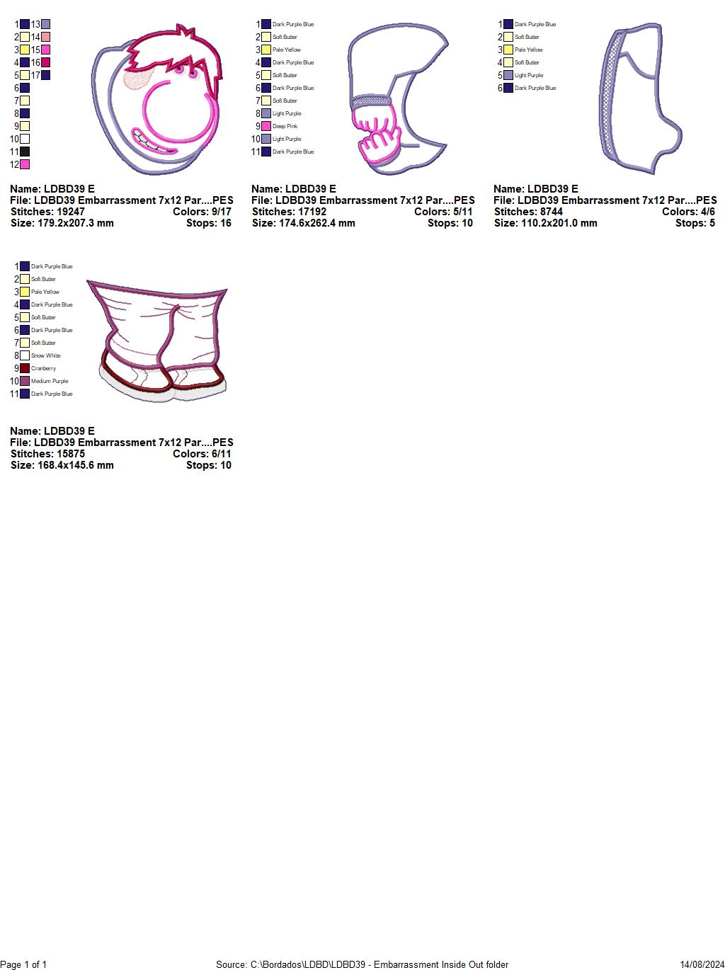 Inside Out Set of 9 Designs - ITH Project - Machine Embroidery Design