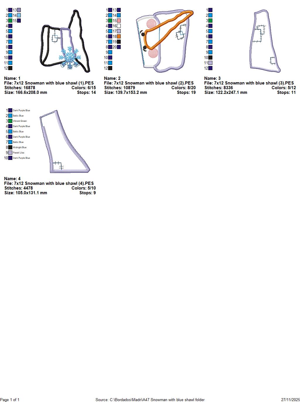 Snowman With Blue Scarf Door Hanger – ITH Project – Machine Embroidery Design