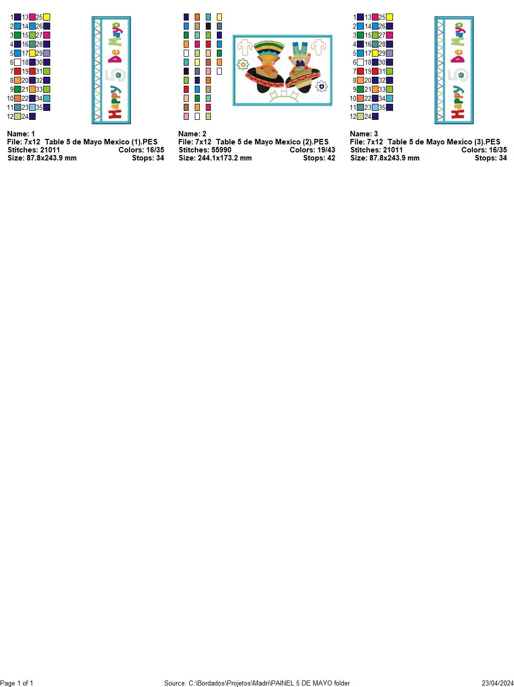 Cinco de Mayo Mexico Hanger - ITH Project - Machine Embroidery Design