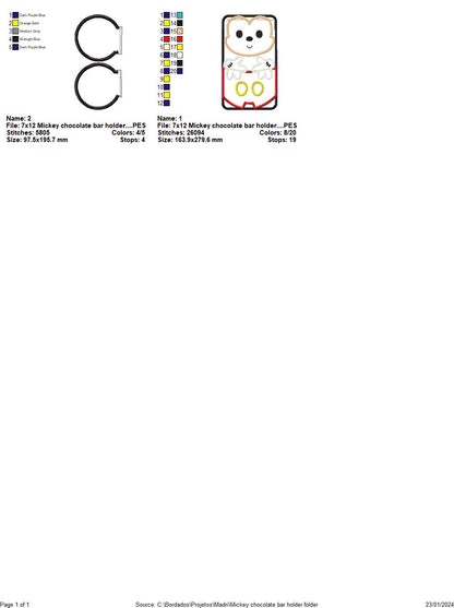 Mickey Chocolate Bar Holder - ITH Project - Machine Embroidery Design