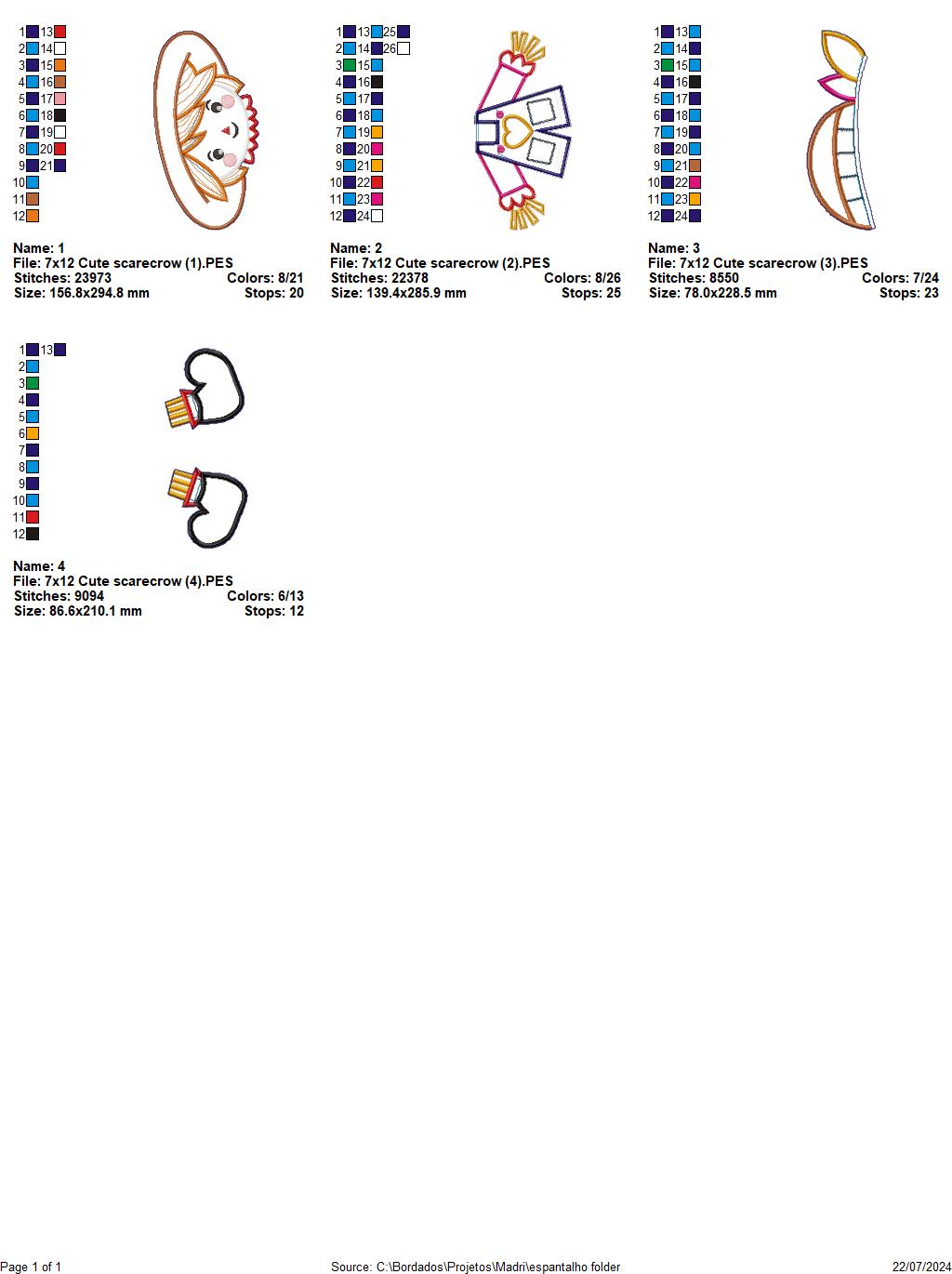 Cute Scarecrow  - ITH Project - Machine Embroidery Design