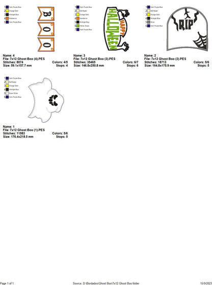 Ghost Boo - ITH Project - Machine Embroidery Design