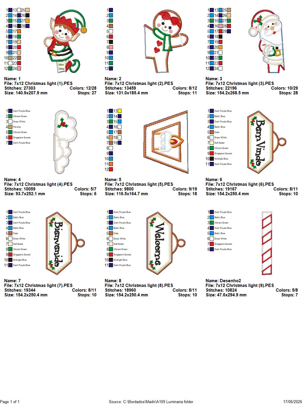 Christmas Welcome Lamp Post – ITH Project – Machine Embroidery Design