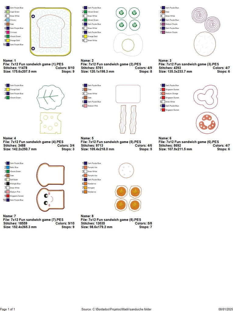 Sandwich Sensory Book Page - ITH Project - Machine Embroidery Design