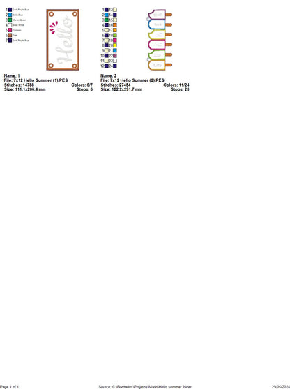 Hello Summer  - ITH Project - Machine Embroidery Design