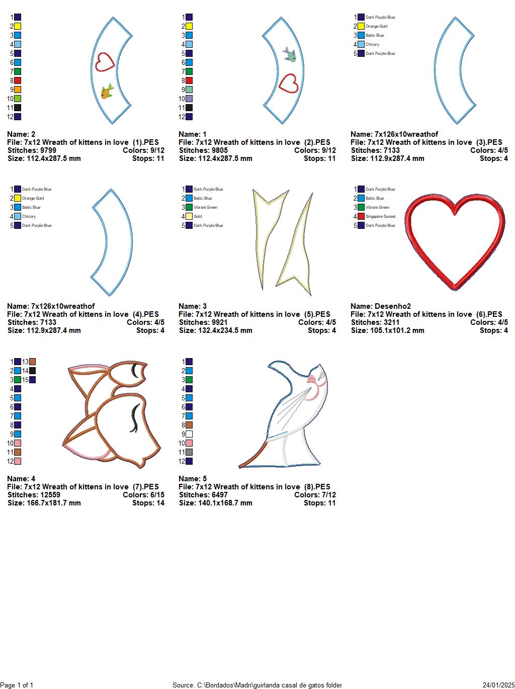 Kittens in Love Wreath - ITH Project - Machine Embroidery Design