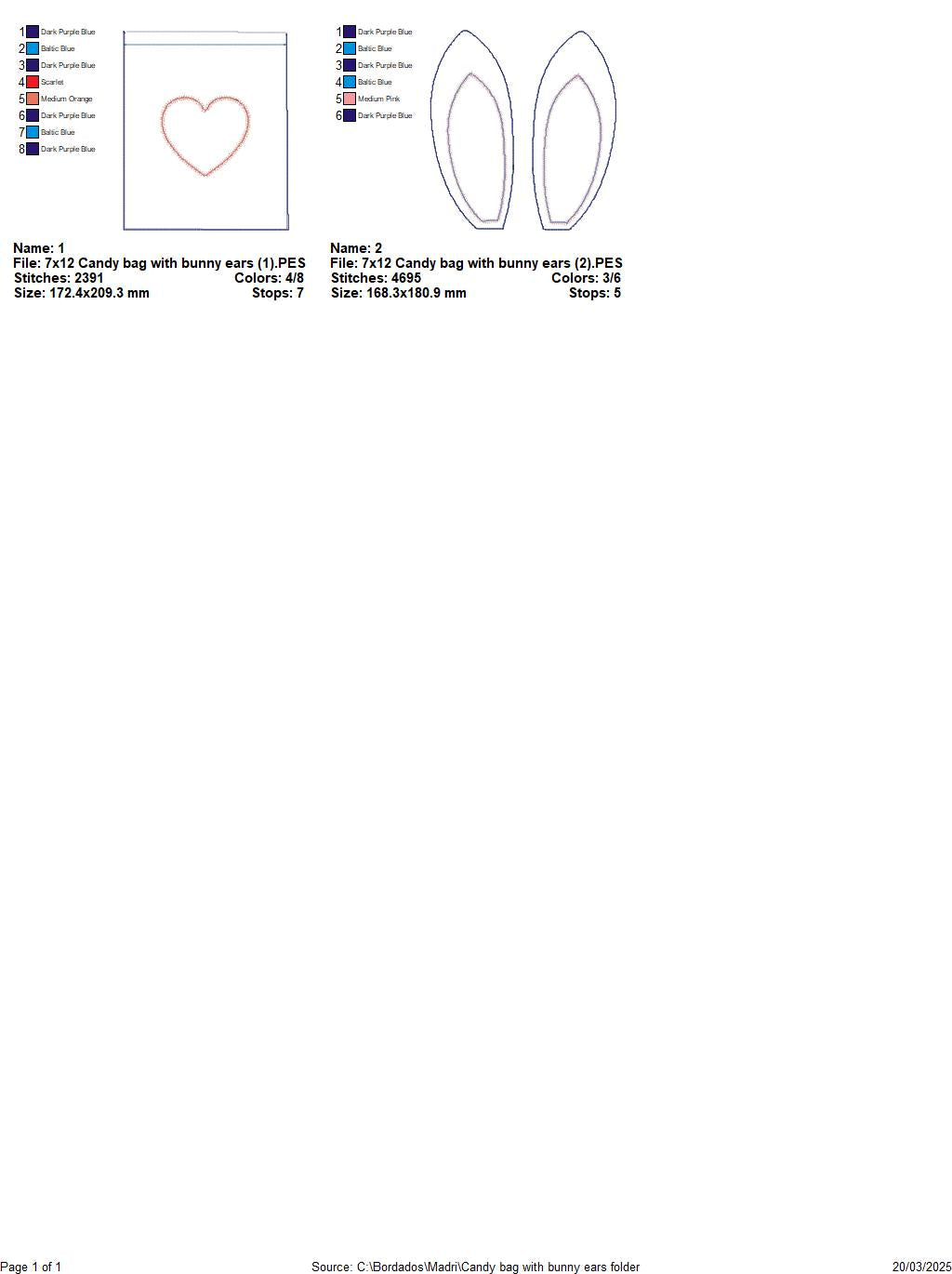 Candy bag with bunny ears   - ITH Project - Machine Embroidery Design