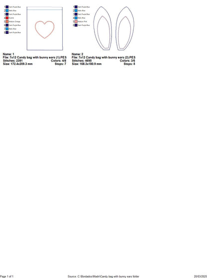 Candy bag with bunny ears   - ITH Project - Machine Embroidery Design