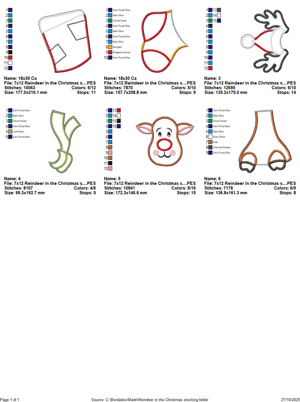 🦌 Christmas Reindeer Stocking – ITH Project – Machine Embroidery Design