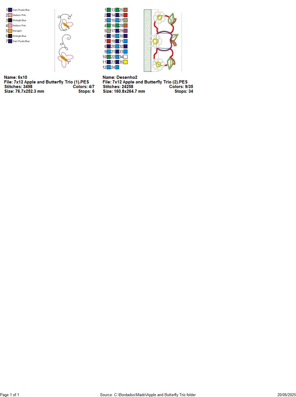 ITH Apples and Flowers Panel (2-Part Project) - ITH Project - Machine Embroidery Design