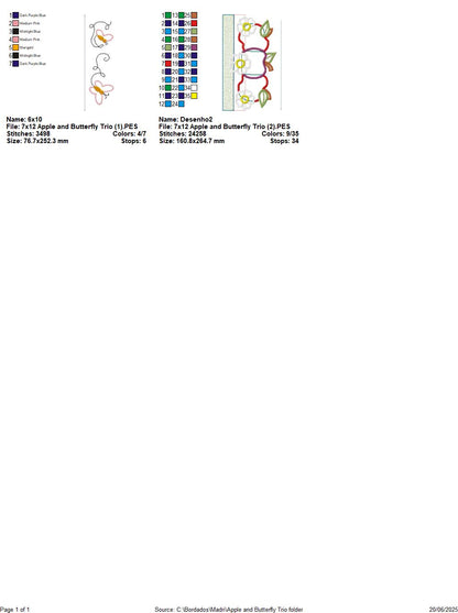 ITH Apples and Flowers Panel (2-Part Project) - ITH Project - Machine Embroidery Design