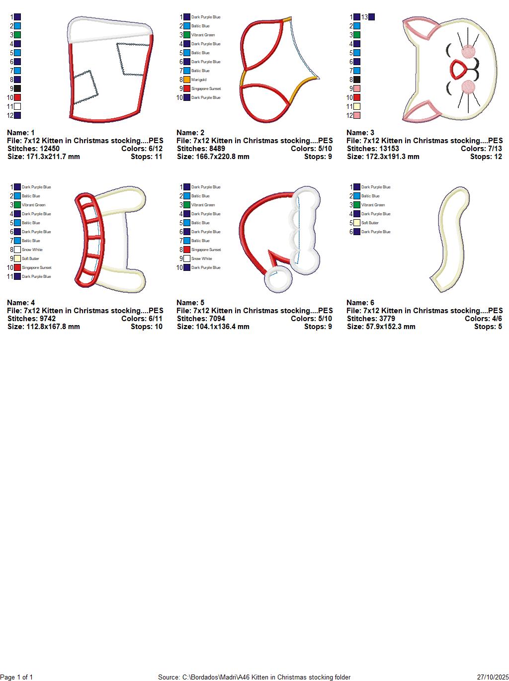 🐾 Christmas Cat Stocking – ITH Project – Machine Embroidery Design