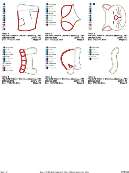 🐾 Christmas Cat Stocking – ITH Project – Machine Embroidery Design