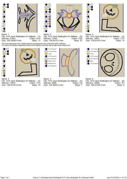 Jack Skellington Halloween - ITH Project - Machine Embroidery Design