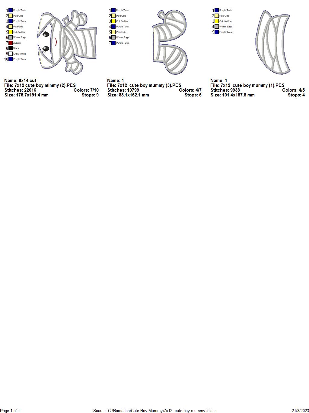 Mummies Kids Halloween Set - ITH Project - Machine Embroidery Design