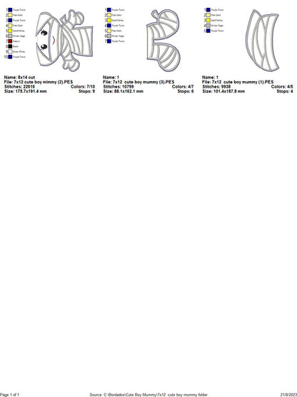 Mummies Kids Halloween Set - ITH Project - Machine Embroidery Design