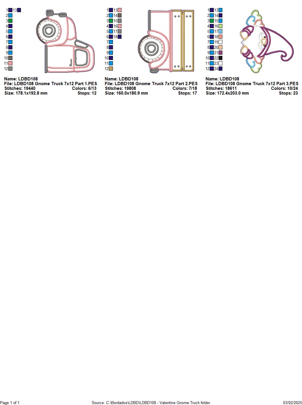 Valentine's Gnome Truck - ITH Project - Machine Embroidery Design