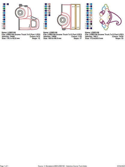 Valentine's Gnome Truck - ITH Project - Machine Embroidery Design