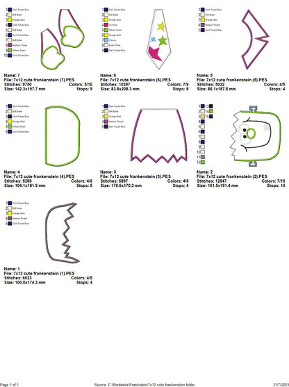 Cute Frankstein - ITH Project - Machine Embroidery Design