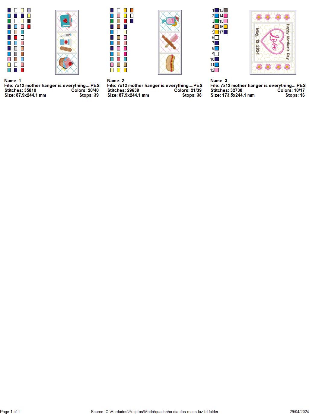 Mother's Day Hanger - ITH Project - Machine Embroidery Design