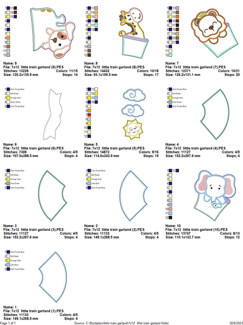 Animal Train Wreath - ITH Project - Machine Embroidery Design