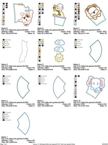 Animal Train Wreath - ITH Project - Machine Embroidery Design