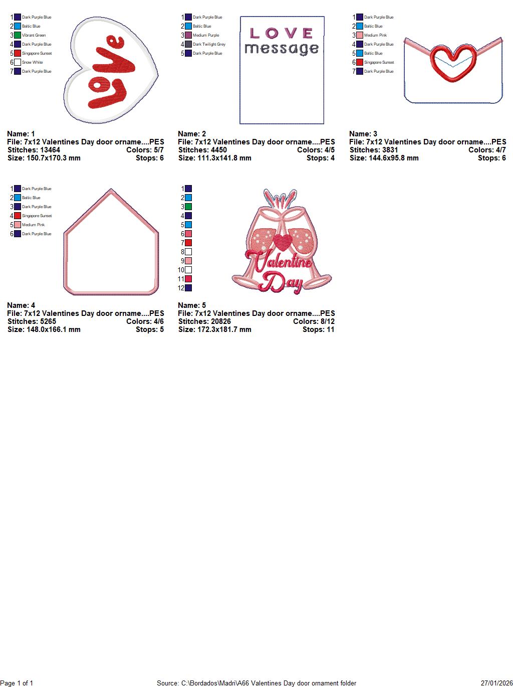 Valentine Love Hanging – ITH Project – Machine Embroidery Design