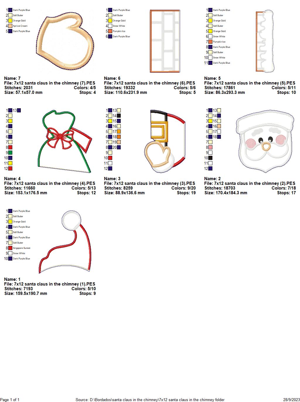 Santa Claus in the Chimney Ornament - ITH Project - Machine Embroidery Design