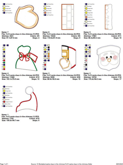 Santa Claus in the Chimney Ornament - ITH Project - Machine Embroidery Design