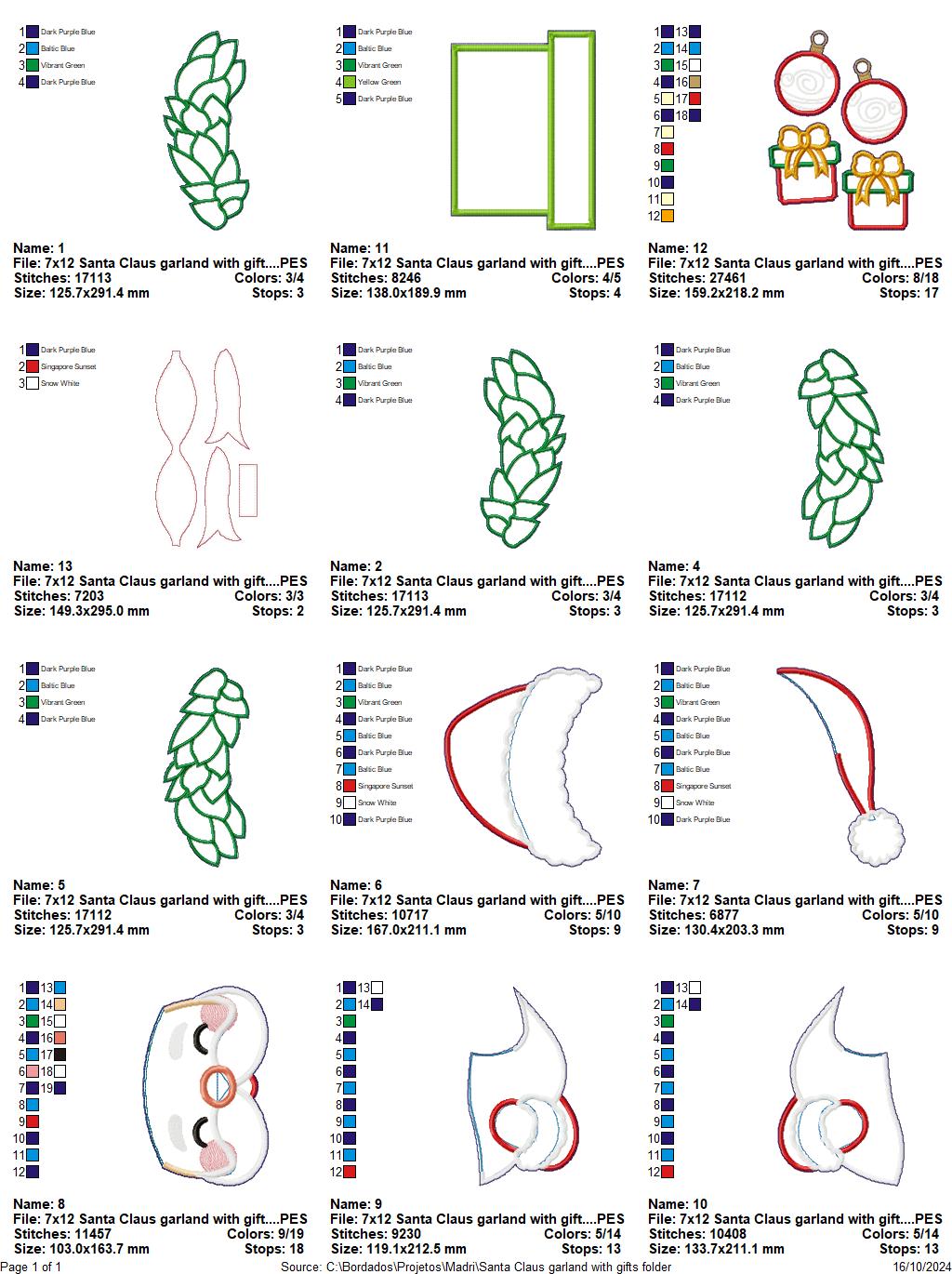 Santa Claus Wreath with Gifts - ITH Project - Machine Embroidery Design